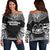 Marquesas Islands Polynesian Chief Women's Off Shoulder Sweater - Black Version Black - Polynesian Pride