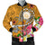 Hawaii Polynesian Men's Bomber Jacket - Hawaii Seal With Turtle Plumeria (Gold) Gold - Polynesian Pride