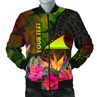 Tokelau Polynesian Personalised Men's Bomber Jacket - Hibiscus and Banana Leaves Reggae - Polynesian Pride