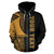 Tokelau Polynesian All Over Custom Zip up Hoodie Gold Line - Polynesian Pride