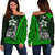 Polynesian Hawaii Off Shoulder Sweater Green - Turtle with Hook GREEN - Polynesian Pride