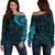 Polynesian Tattoo Style Off Shoulder Sweater Blue 2 A7 Art - Polynesian Pride