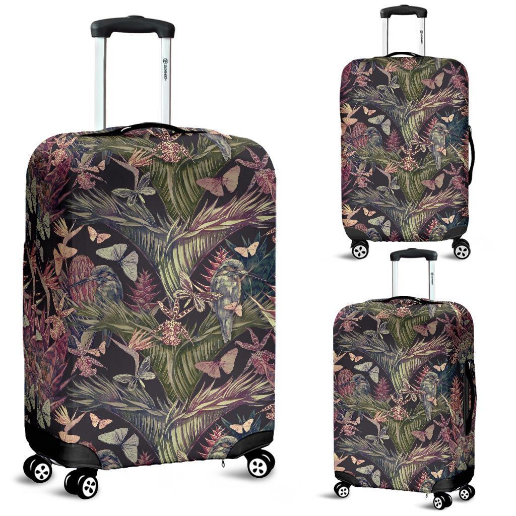 Palm Leaves, Tropical Flowers Luggage Cover White - Polynesian Pride