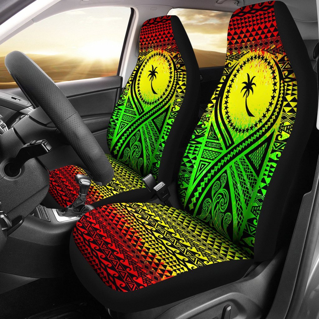 Chuuk Car Seat Cover - Chuuk Flag Polynesian Tattoo Reggae Universal Fit Reggae - Polynesian Pride