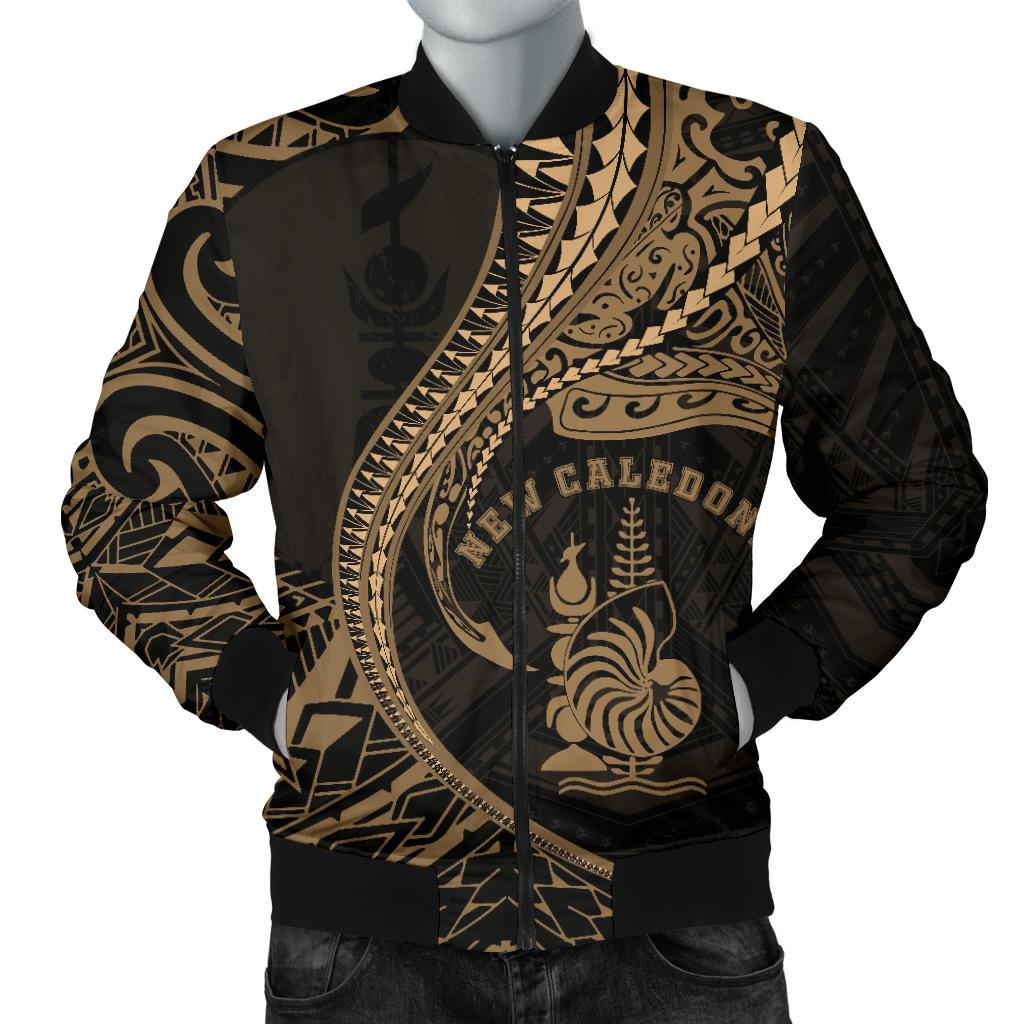 New Caledonia Men's Bomber Jacket Kanaloa Tatau Gen NC (Gold) Gold - Polynesian Pride