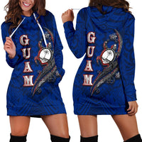 Guam Women's Hoodie Dress - Turtle Waving Blue - Polynesian Pride