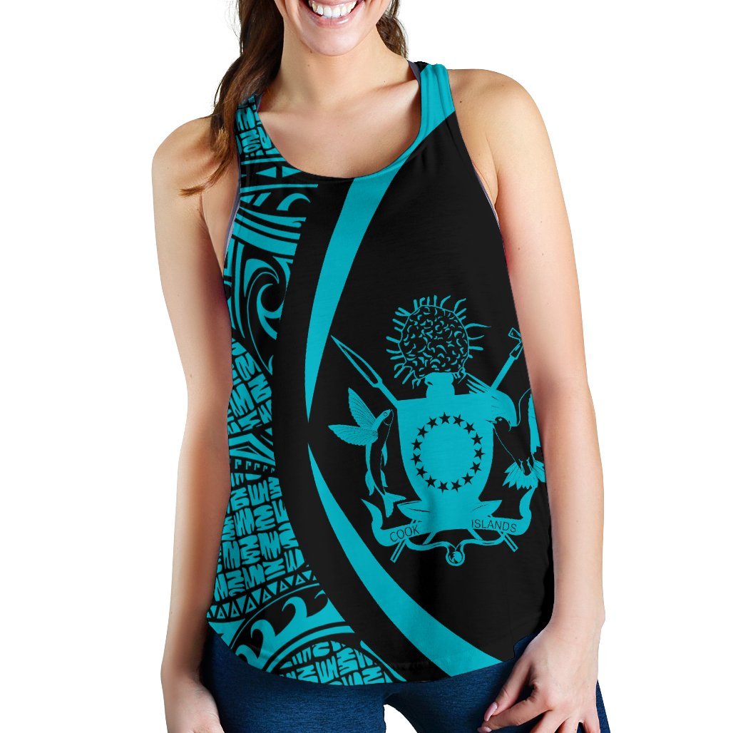 Cook Islands Polynesian Women'S Racerback Tank 05 Blue - Polynesian Pride