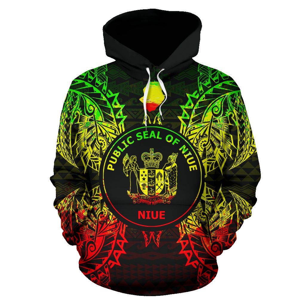 Niue Polynesian ll Over Hoodie Map Reggae - Polynesian Pride