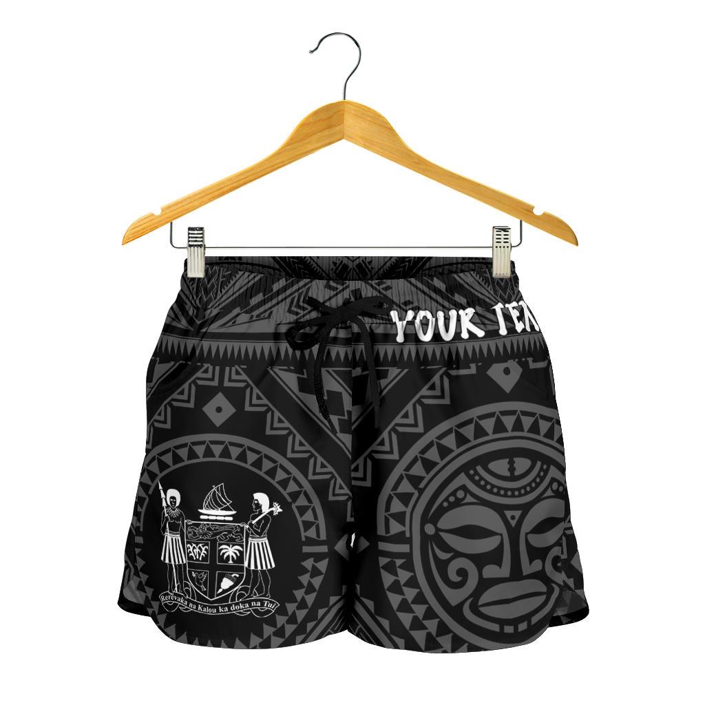 Fiji Personalised Women's Shorts - Fiji Seal With Polynesian Tattoo Style ( Black) Women Black - Polynesian Pride