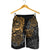 Tahiti Polynesian Men Shorts - Gold Turtle Hibiscus Flowing - Polynesian Pride