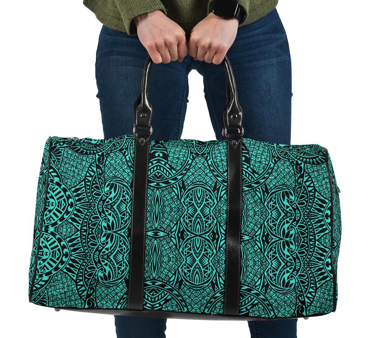 Polynesian Lauhala Mix Turquoise Hawaii Travel Bag Travel Bag One size Turquoise - Polynesian Pride