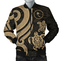 Chuuk Micronesian Men Bomber Jacket - Gold Tentacle Turtle Gold - Polynesian Pride