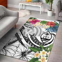 Guam Polynesian Area Rug - Summer Plumeria (White) White - Polynesian Pride