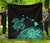Hawaii Map Plumeria Polynesian Turquoise Premium Quilt Turquoise - Polynesian Pride