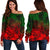 Polynesian Women's Off Shoulder Sweater - Red Hibiscus Patterns Red - Polynesian Pride