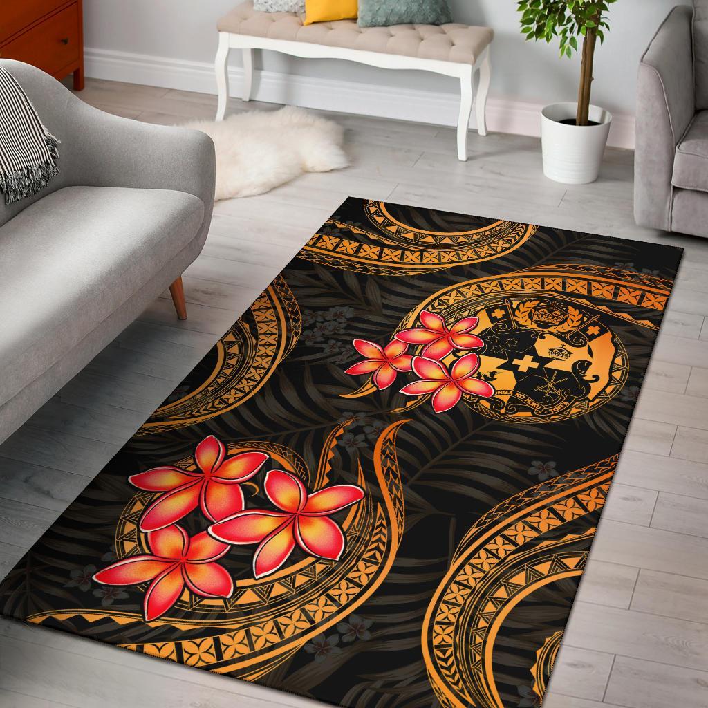 Tonga Polynesian Area Rug - Gold Plumeria GOLD - Polynesian Pride