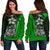 Federated States of Micronesia Women Off Shoulder Sweater Green - Turtle With Hook Green - Polynesian Pride