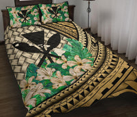Kanaka Maoli (Hawaiian) - Quilt Bed Set Lauhala Polynesian Hibiscus Gold - Polynesian Pride