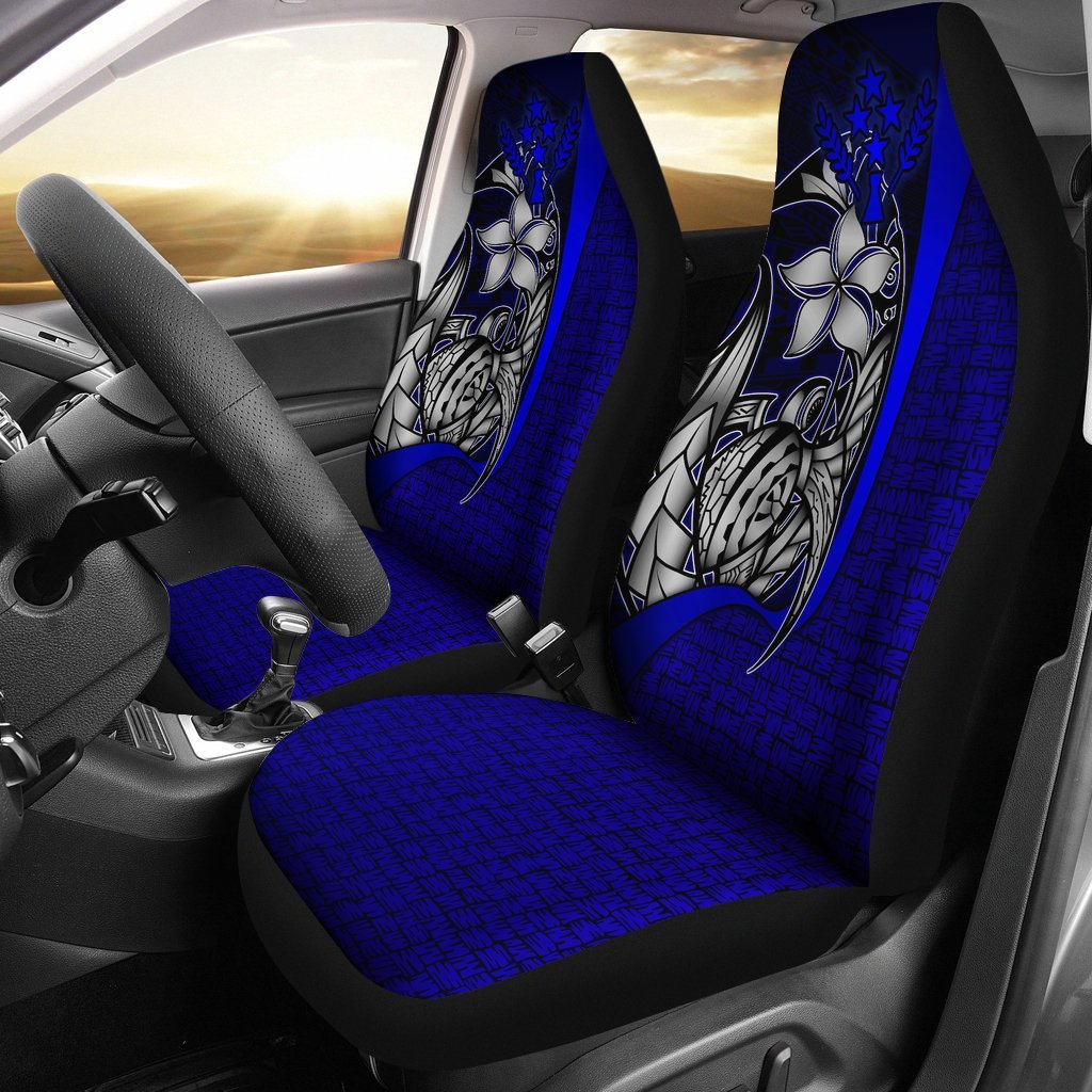 Kosrae Micronesian Car Seat Covers Blue - Turtle With Hook Universal Fit Blue - Polynesian Pride