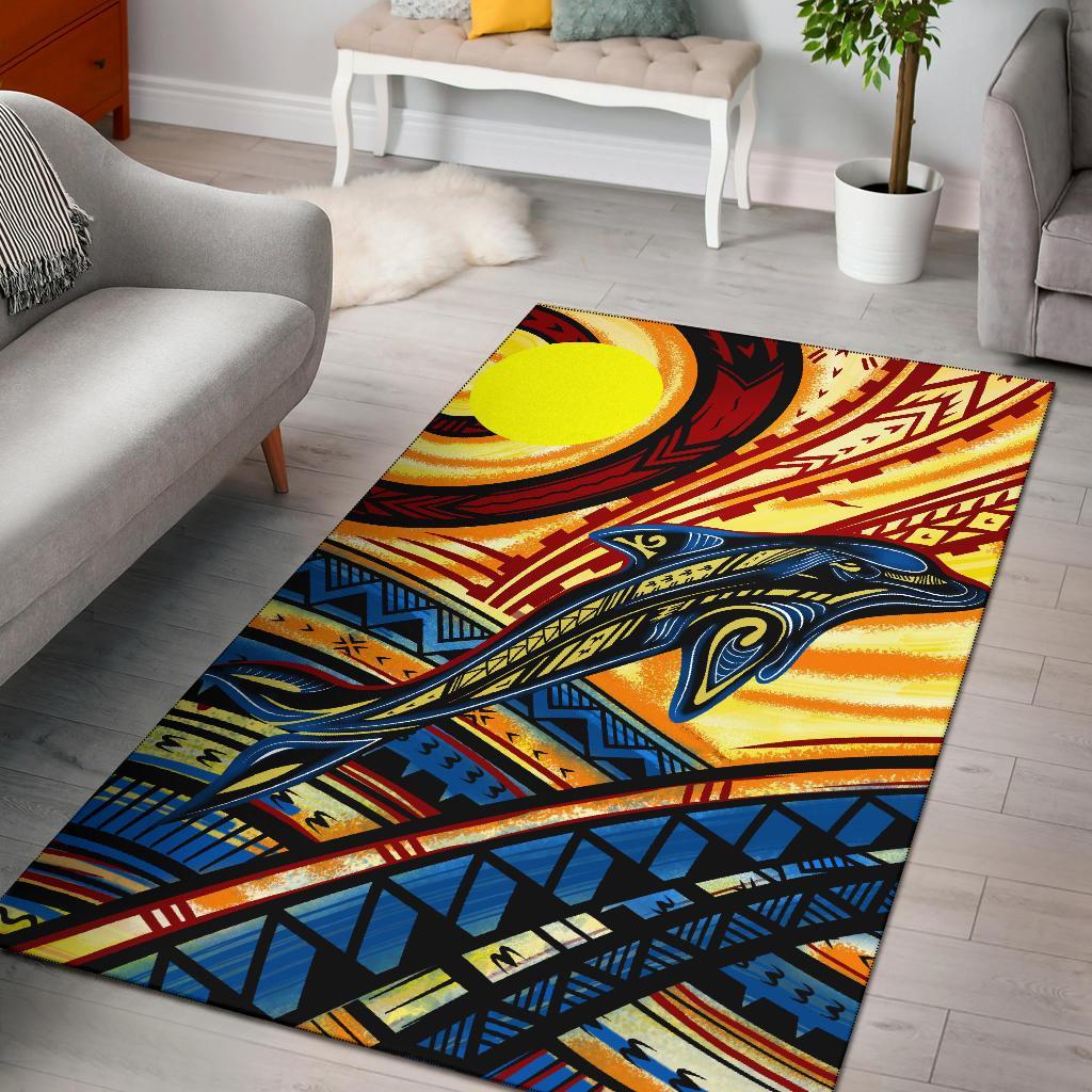 Palau Area Rug - Dolphin Surfing Yellow - Polynesian Pride