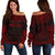 Palau Polynesian Chief Women's Off Shoulder Sweater - Red Version Red - Polynesian Pride