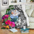 Marshall Islands Premium Blanket White - Turtle Plumeria Banana Leaf Crest - Polynesian Pride
