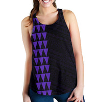 Hawaii Kakau Polynesian Coat Of Arms Women's Racerback Tank - Purple - Polynesian Pride