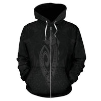 Polynesian Fish Hook Kanaka Map of Hawaii Zip Hoodie Grey - Polynesian Pride