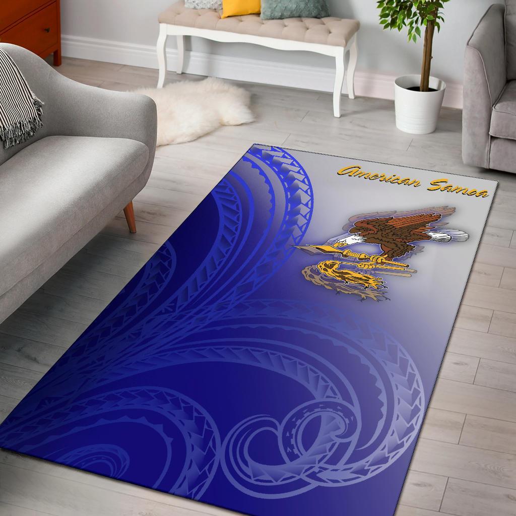 American Samoa Polynesian Area Rug - Bald Eagle (Blue) Blue - Polynesian Pride