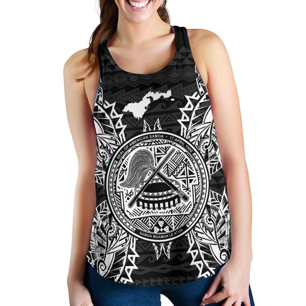 American Samoa Polynesian Women Tank Top Map Black Black - Polynesian Pride