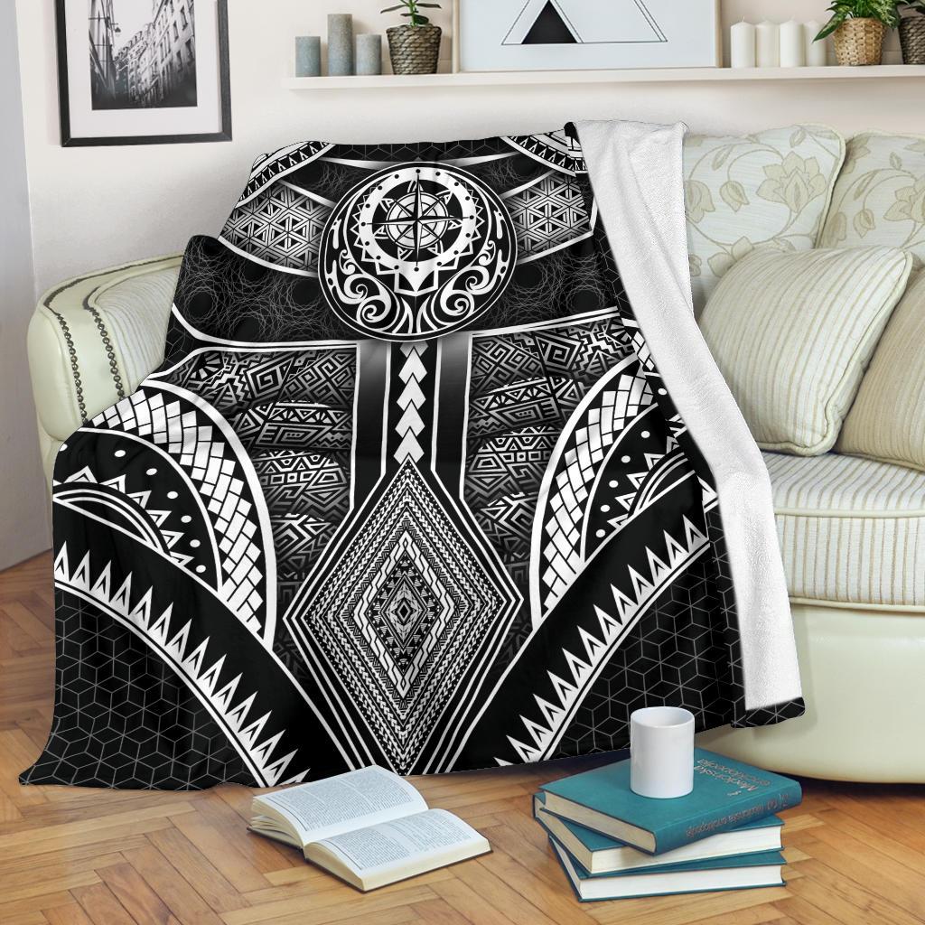 Polynesian Premium Blanket - Patterns Poly Unique White - Polynesian Pride