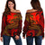 Polynesian Wallis and Futuna Women's Off Shoulder Sweater - Red Shark Polynesian Tattoo Red - Polynesian Pride