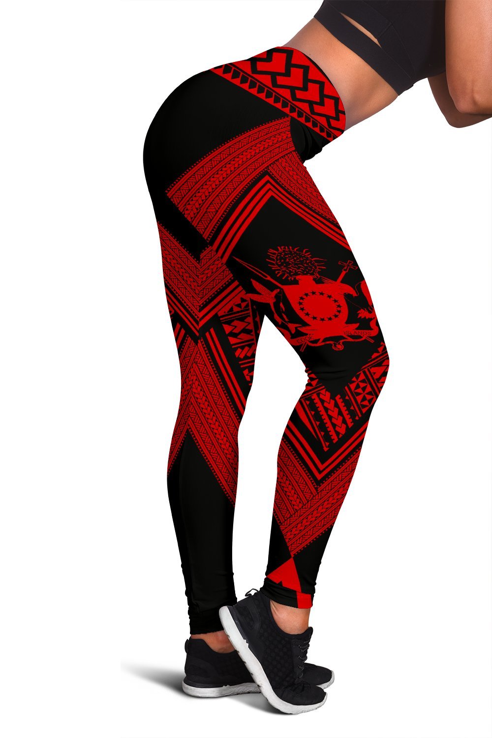 Cook Islands Leggings Red Black - Polynesian Pride