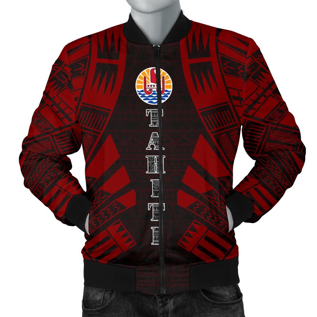 Tahiti Men Bomber Jackets - Polynesian Tattoo Red Red - Polynesian Pride