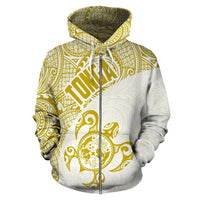 Tonga Zip up Hoodie Tonga Coat of Arms In Turtle Polynesian Tattoo 070 - Polynesian Pride