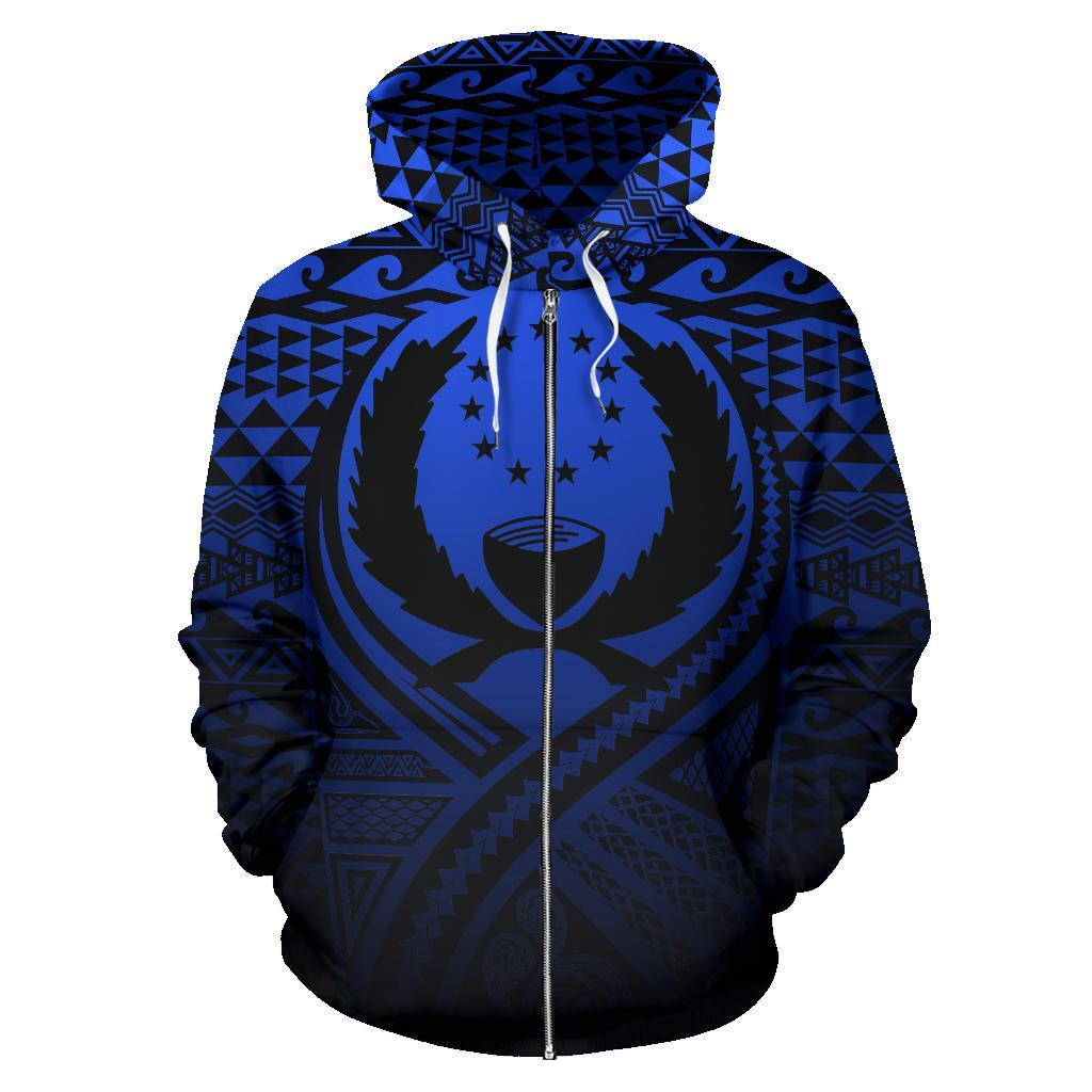Pohnpei All Over Zip up Hoodie Lift up Blue - Polynesian Pride