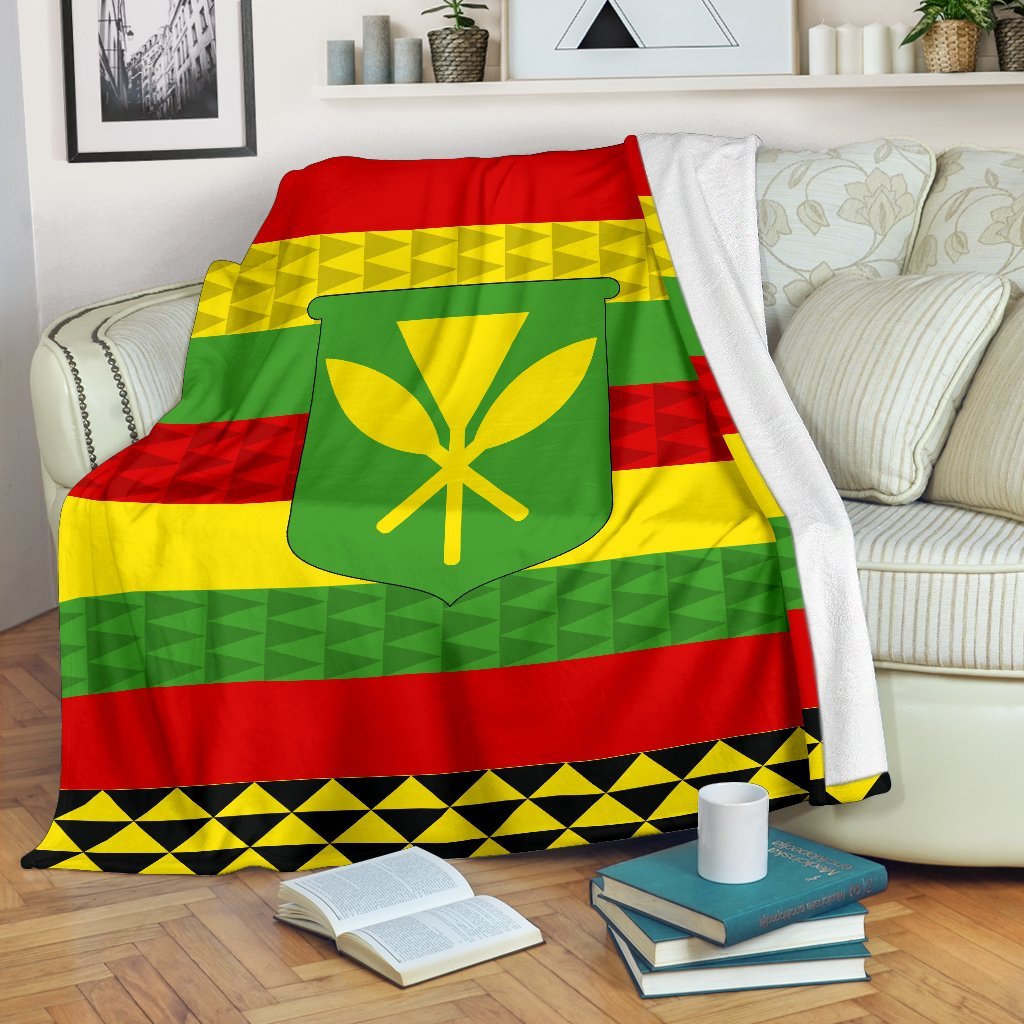 Kanaka Maoli Flag Premium Blanket A7 White - Polynesian Pride