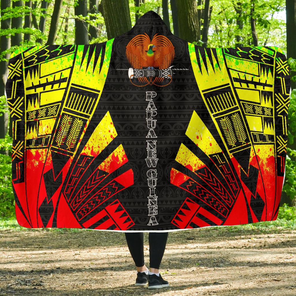 Papua New Guinea Hooded Blanket - Polynesian Tattoo Reggae Hooded Blanket Reggae - Polynesian Pride