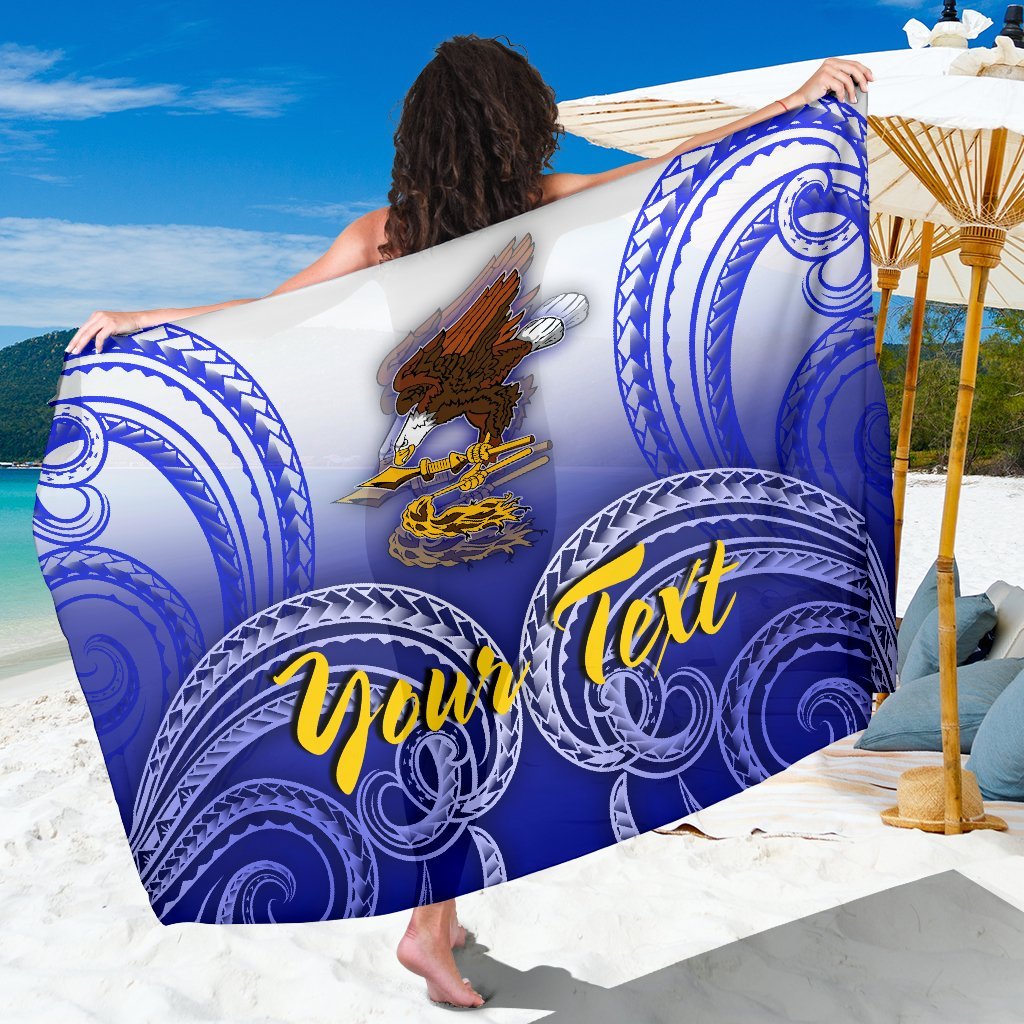 American Samoa Polynesian Custom Personalised Personalized Sarong - Bald Eagle (Blue) One Style One Size Blue - Polynesian Pride