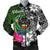 Pohnpei Men Bomber Jacket - Turtle Plumeria Banana Leaf Black - Polynesian Pride