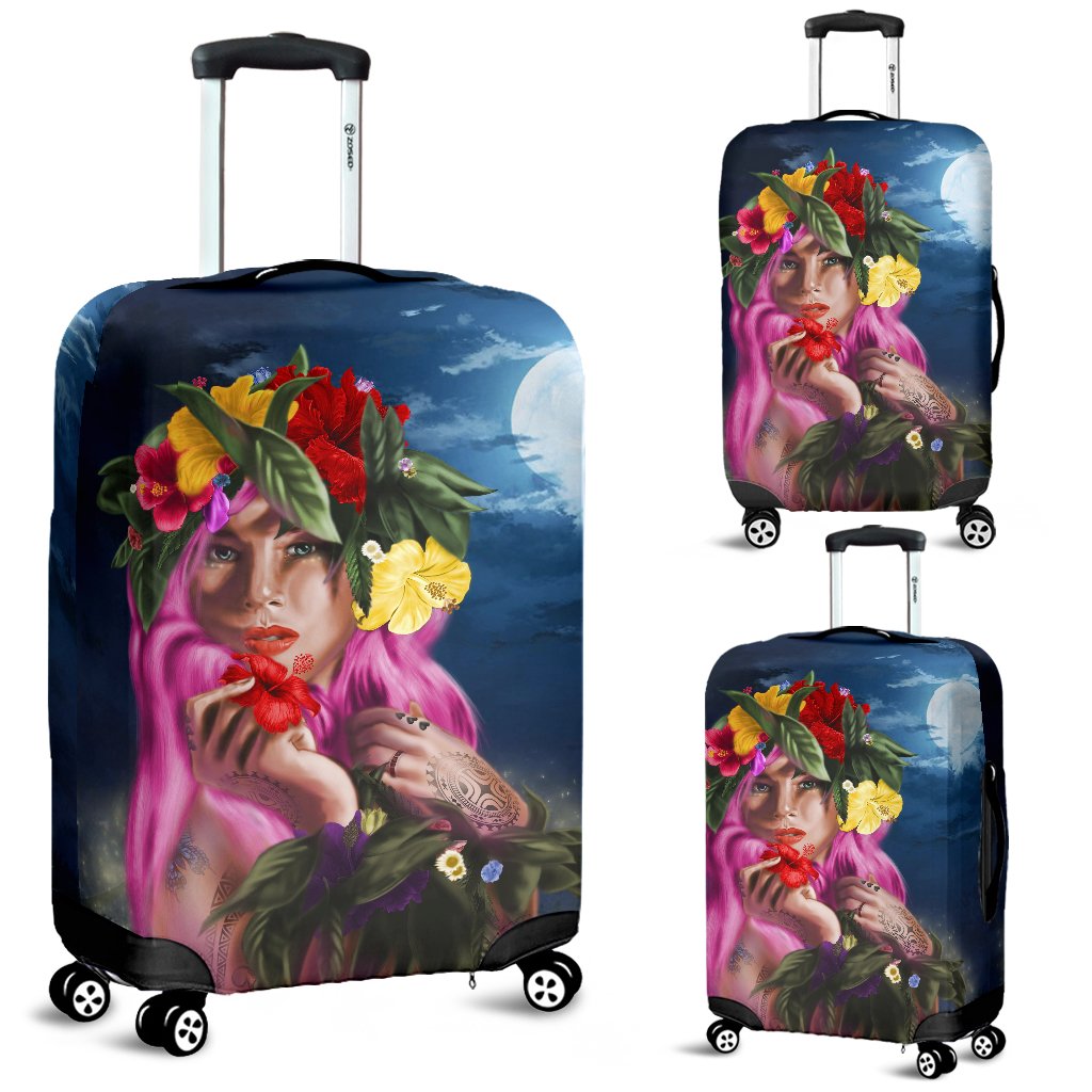 Hawaii Kanaka Colorful Hula Girl Luggage Covers - Dinh Style Blue - Polynesian Pride