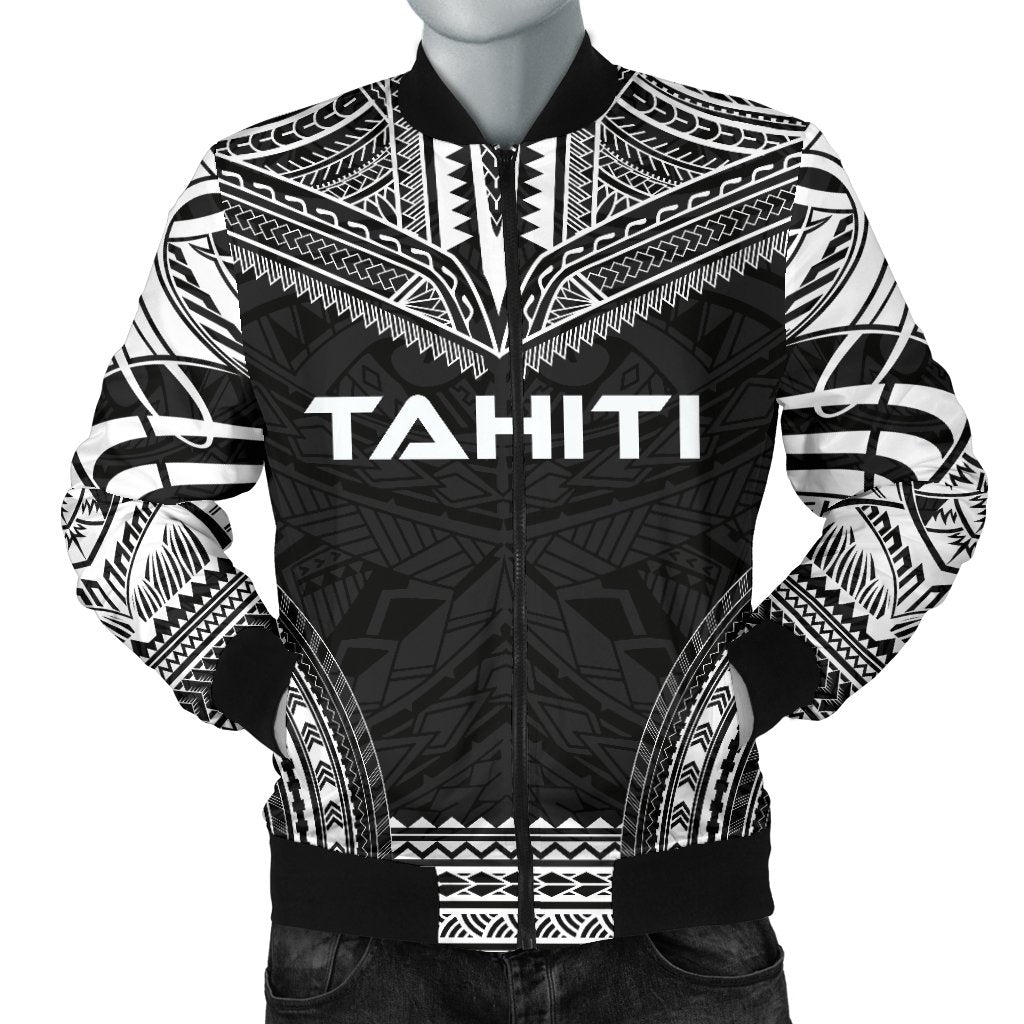 Tahiti Polynesian Chief Men's Bomber Jacket - Black Version Black - Polynesian Pride