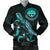 Federated States of Micronesia Polynesian Men's Bomber Jacket - Turtle With Blooming Hibiscus Turquoise Turquoise - Polynesian Pride