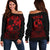 Tonga Polynesian Women's Off Shoulder Sweater - Red Tribal Pattern Art - Polynesian Pride