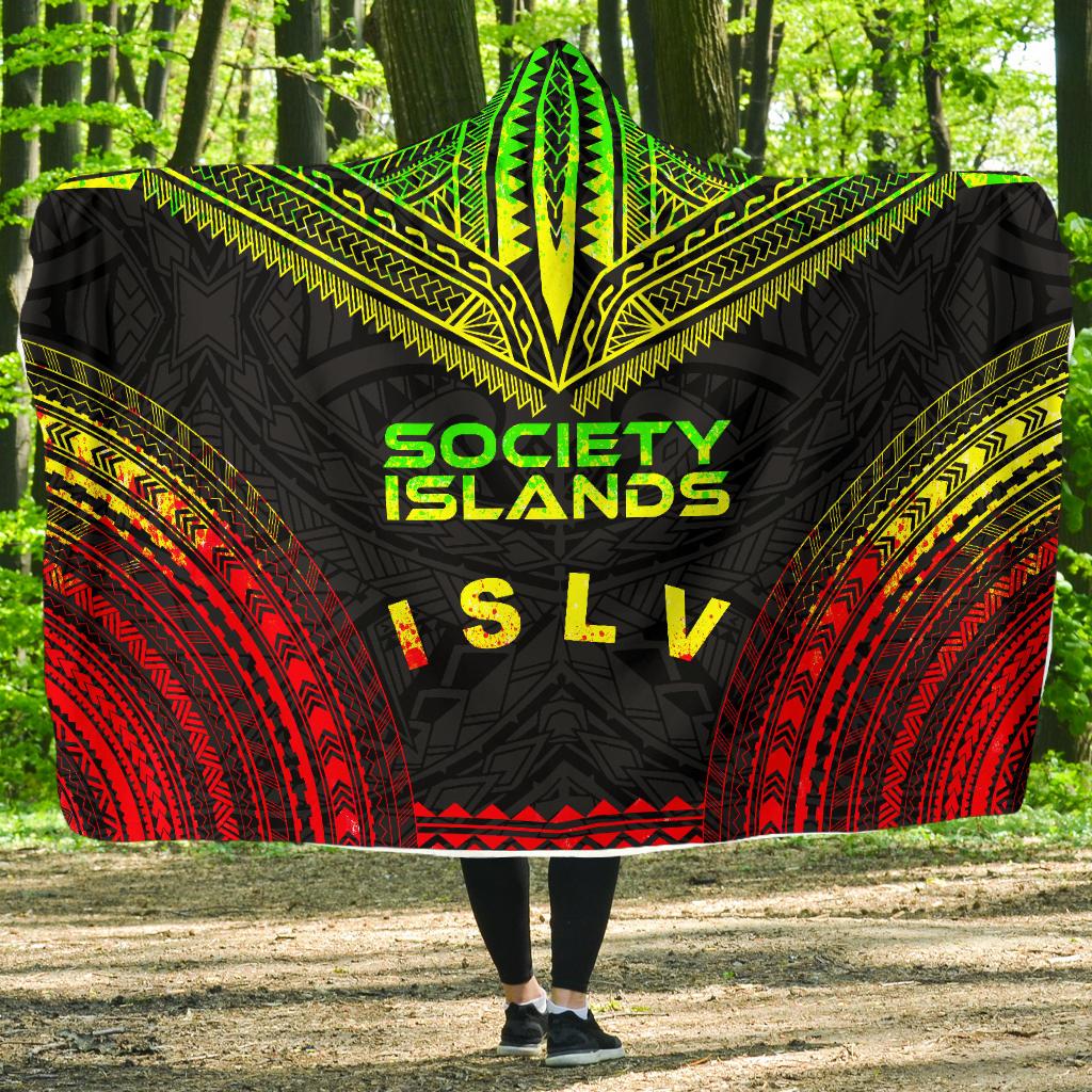 Society Islands Polynesian Chief Hooded Blanket - Reggae Version Hooded Blanket Reggae - Polynesian Pride