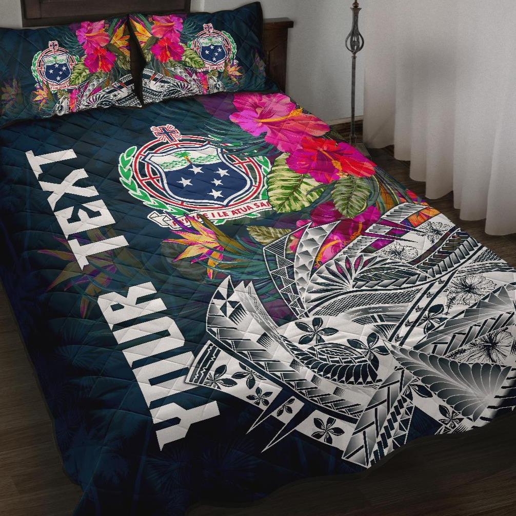 Samoa Custom Personalised Quilt Bed Set - Summer Vibes Blue - Polynesian Pride