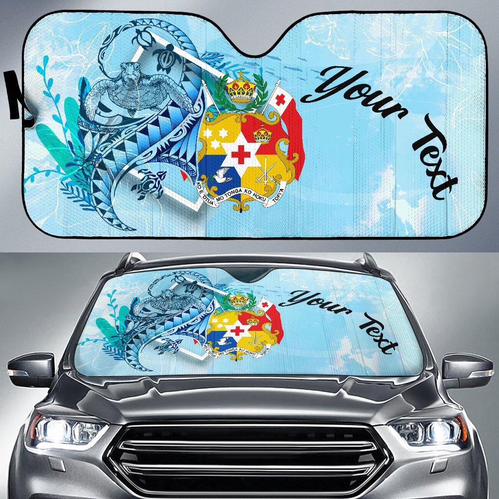 Tonga Auto Sun Shades - Custom Personalised Polynesian Turtle Under The Sea Auto Sun Shade - Tonga Universal Fit Blue - Polynesian Pride