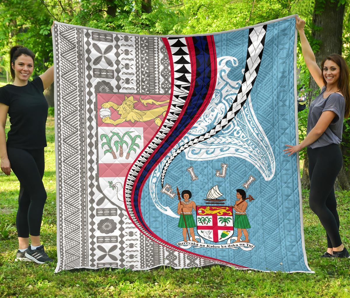 Fiji Premium Quilt Kanaloa Tatau Gen FJ Blue - Polynesian Pride