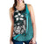 Kosrae Micronesia Women's Racerback Tank Turquoise - Turtle With Hook - Polynesian Pride