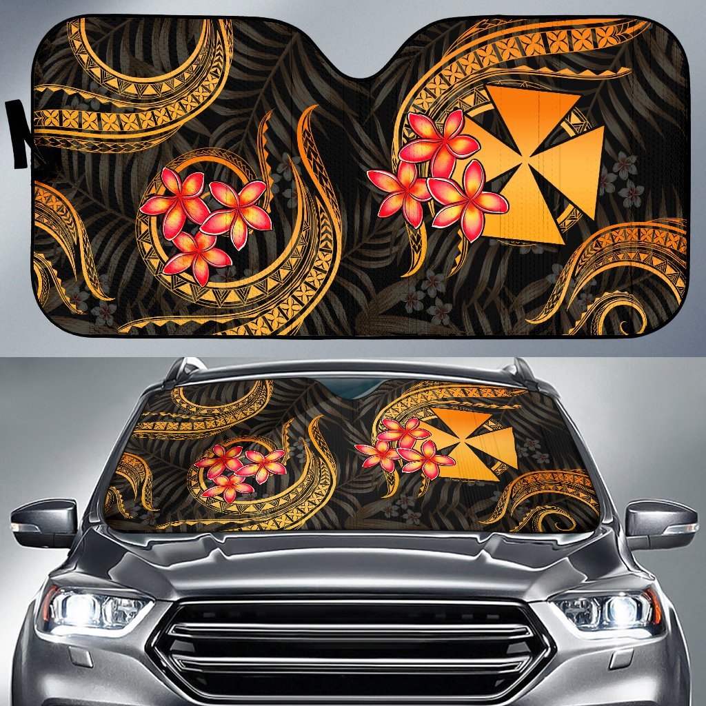 Wallis and Futuna Auto Sun Shades - Gold Plumeria Auto Sun Shade Universal Fit GOLD - Polynesian Pride